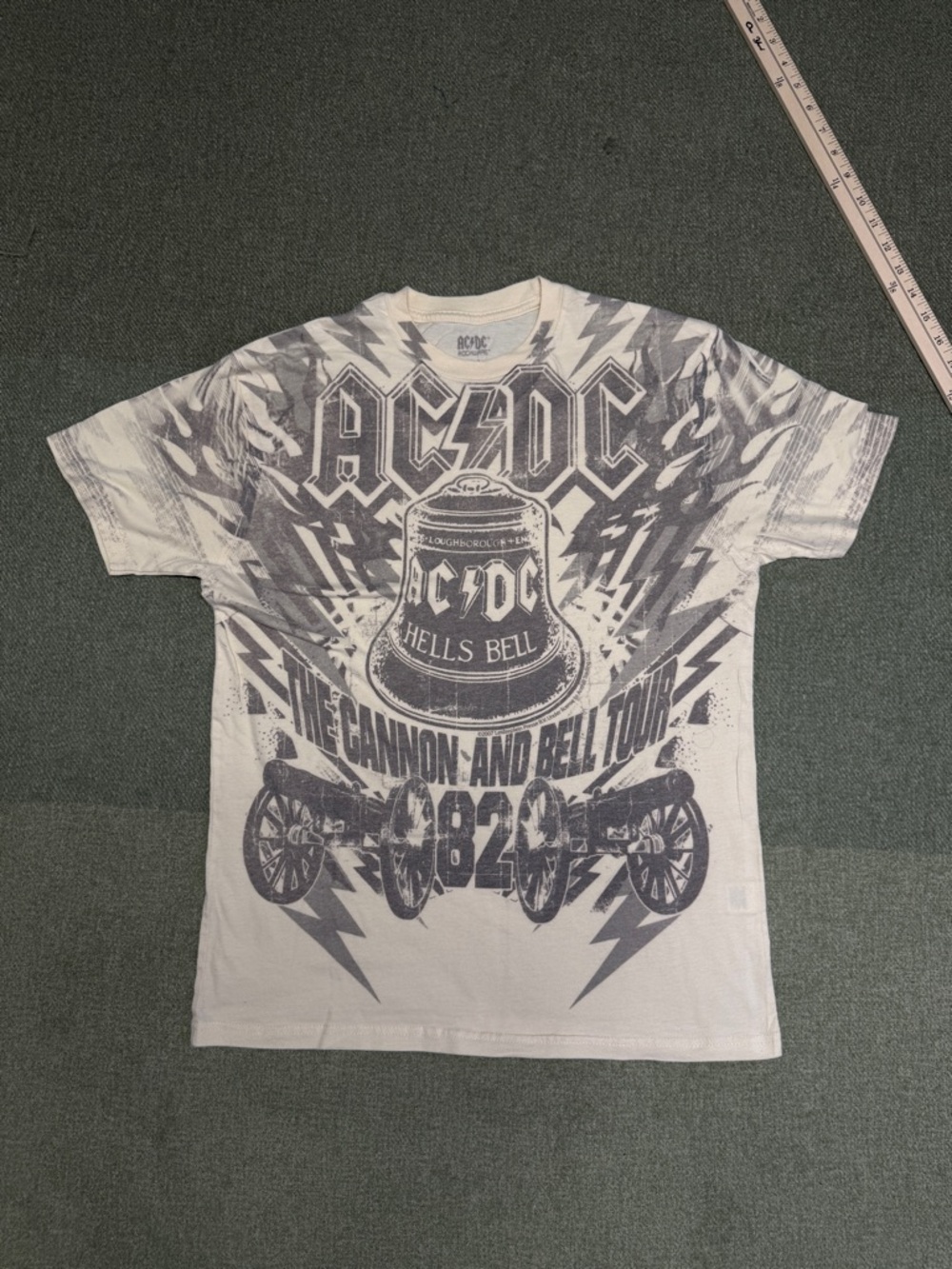 AC/DC White and Gray 'Hells Bell' Short Sleeve Tee
